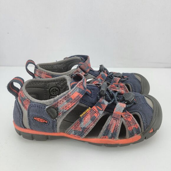 Keen Kids Size 11 Orange Blue Closed Toe Hook Loop Outdoors Sandals - Picture 3 of 7